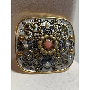 MICHAL GOLAN Vintage Baroque Mixed Media Brooch Pendant